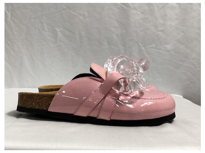 Mule con catena Jw Anderson in pelle verniciata rosa - vista 8