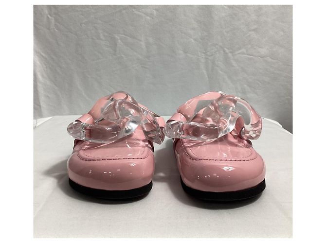 Mule con catena Jw Anderson in pelle verniciata rosa - vista 9