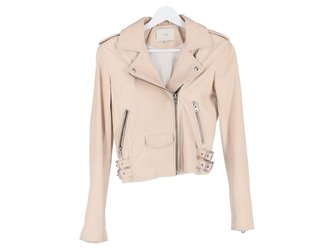 Iro Newhan Zipped Bikerjacke aus rosa Leder Pink - Ansicht 4