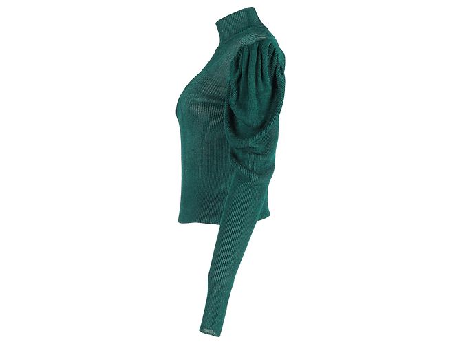Autre Marque Caroline Constas Pullover mit Puffärmeln aus grüner Viskose - Ansicht 2