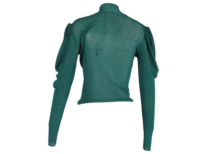 Autre Marque Caroline Constas Pullover mit Puffärmeln aus grüner Viskose - Ansicht 3