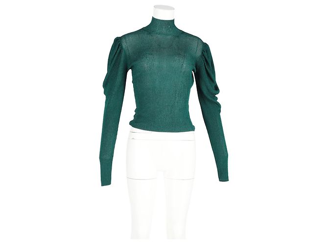 Autre Marque Caroline Constas Pullover mit Puffärmeln aus grüner Viskose - Ansicht 4