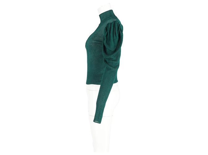 Autre Marque Caroline Constas Pullover mit Puffärmeln aus grüner Viskose - Ansicht 5
