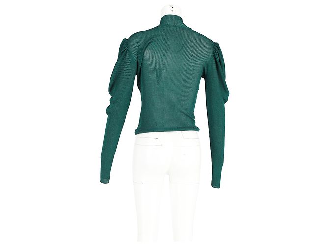 Autre Marque Caroline Constas Pullover mit Puffärmeln aus grüner Viskose - Ansicht 6