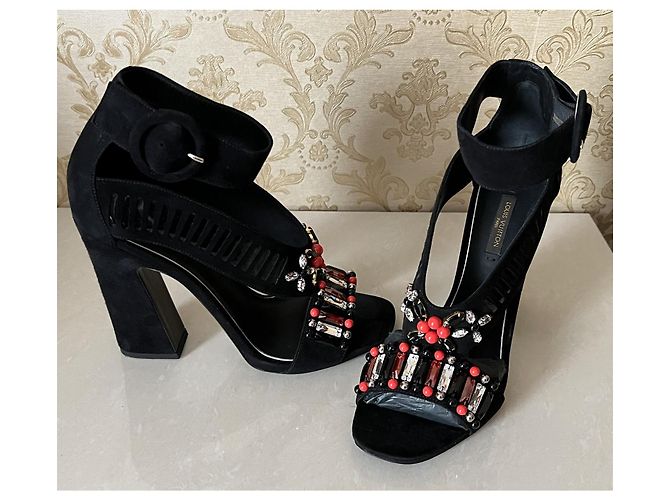 Décolleté Louis Vuitton in pelle nera con pietre Nero - vista 18