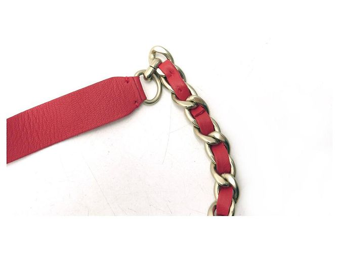 NEUER CHANEL KNOTGÜRTEL GRÖSSE 75-95 CM GOLDENE KETTE LEDER Pink - Ansicht 7