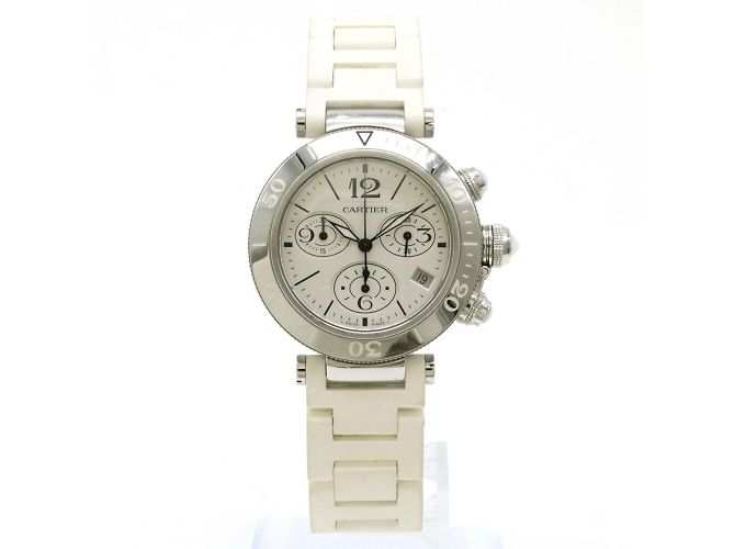 Reloj de pulsera automático Cartier Pasha con esfera plateada - vista 2