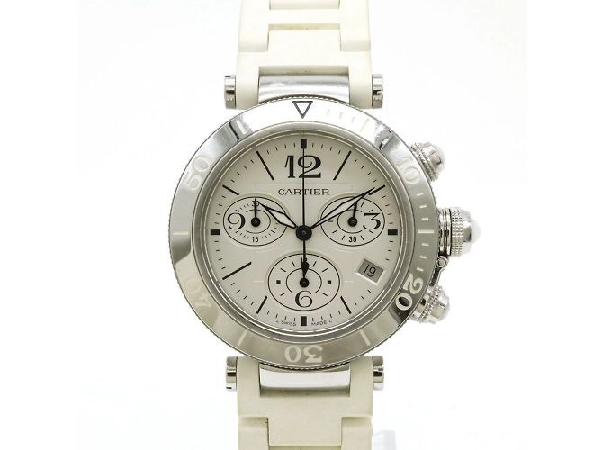 Reloj de pulsera automático Cartier Pasha con esfera plateada - vista 5