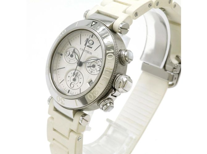 Reloj de pulsera automático Cartier Pasha con esfera plateada - vista 6