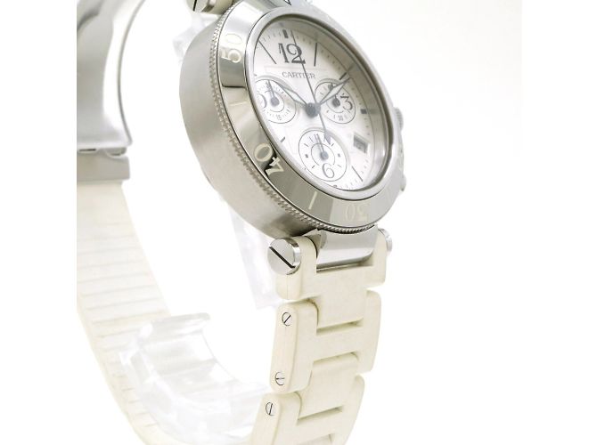 Reloj de pulsera automático Cartier Pasha con esfera plateada - vista 7