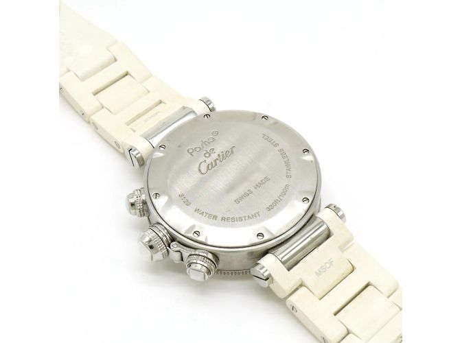 Reloj de pulsera automático Cartier Pasha con esfera plateada - vista 8
