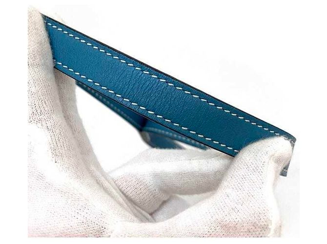 Hermès Guinzaglio per cane in pelle blu Jean Hermes Argento - vista 6