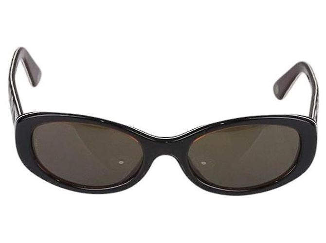 Gafas de sol Chanel negras, marrones y doradas con logo CC acolchado 5023 Castaño Negro Dorado - vista 2