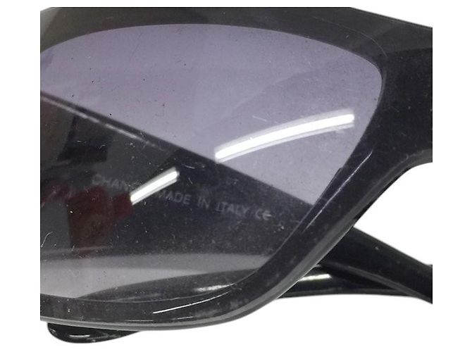 Occhiali da sole Chanel logo CC argentato con tonalità nera e viola 8047 Nero Argento Porpora - vista 9