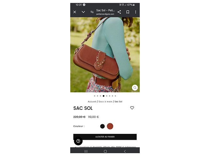 Petite Mendigote Bolsa Sol Camello - vista 5