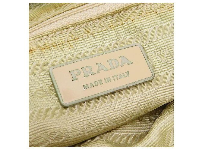 Borsa a tracolla in nylon beige con logo Prada - vista 8