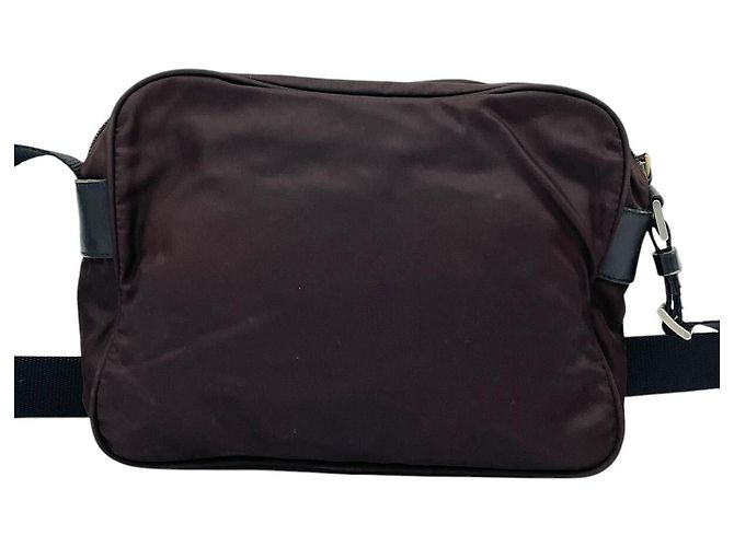 Borsa a tracolla incrociata Prada Bordeaux Marrone Rosso con logo - vista 2