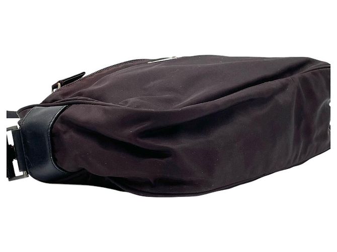 Borsa a tracolla incrociata Prada Bordeaux Marrone Rosso con logo - vista 3