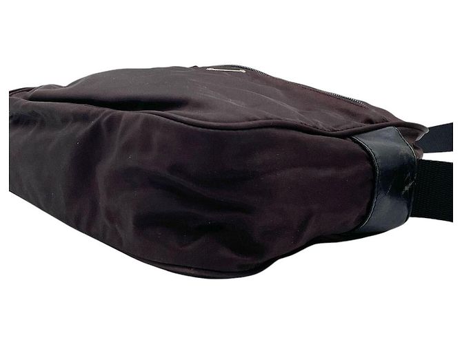 Borsa a tracolla incrociata Prada Bordeaux Marrone Rosso con logo - vista 4