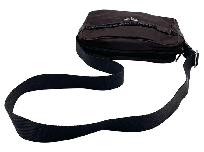 Borsa a tracolla incrociata Prada Bordeaux Marrone Rosso con logo - vista 5