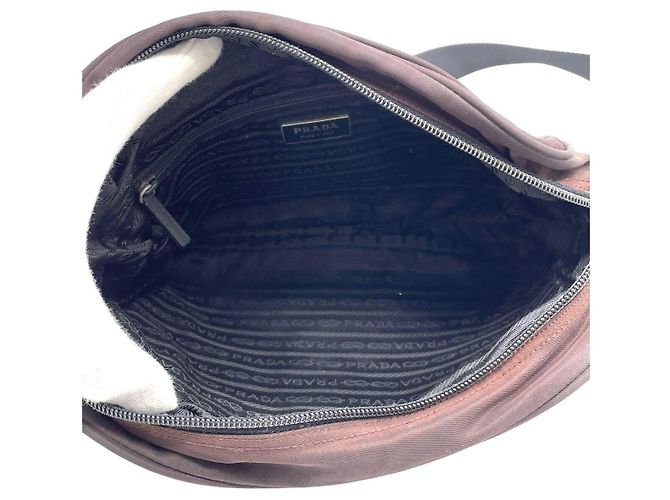 Borsa a tracolla incrociata Prada Bordeaux Marrone Rosso con logo - vista 7