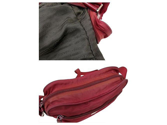 Borsa a tracolla incrociata logo Prada rosso scuro Bordò - vista 11
