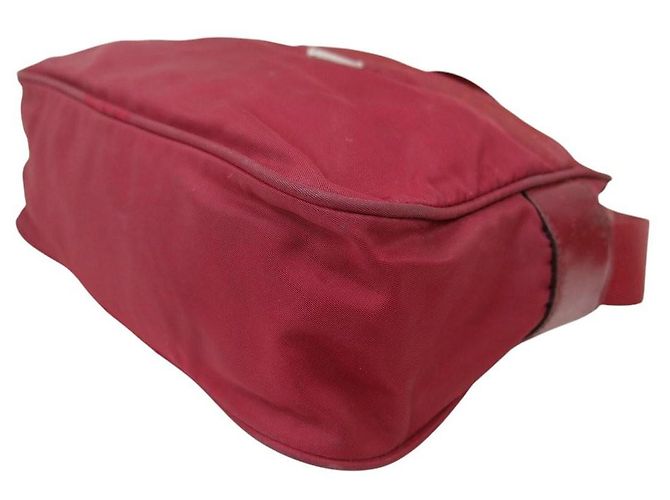 Borsa a tracolla incrociata logo Prada rosso scuro Bordò - vista 7