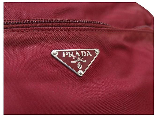 Borsa a tracolla incrociata logo Prada rosso scuro Bordò - vista 8