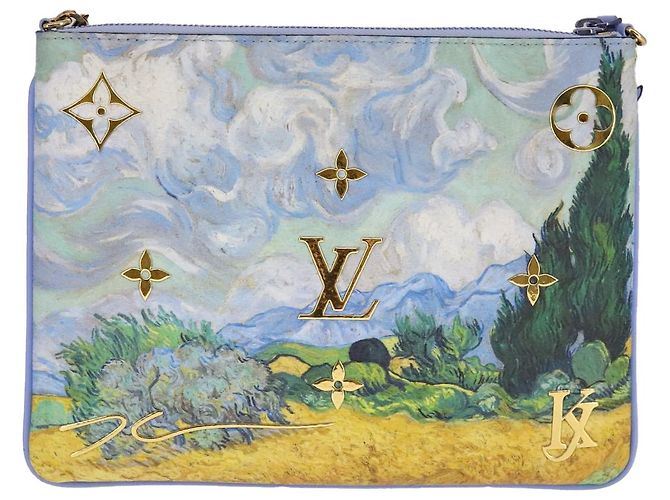 LOUIS VUITTON Masters Collection Pochette Pla Van Gogh Pouch M64620 Auth 108116S Blu - vista 2