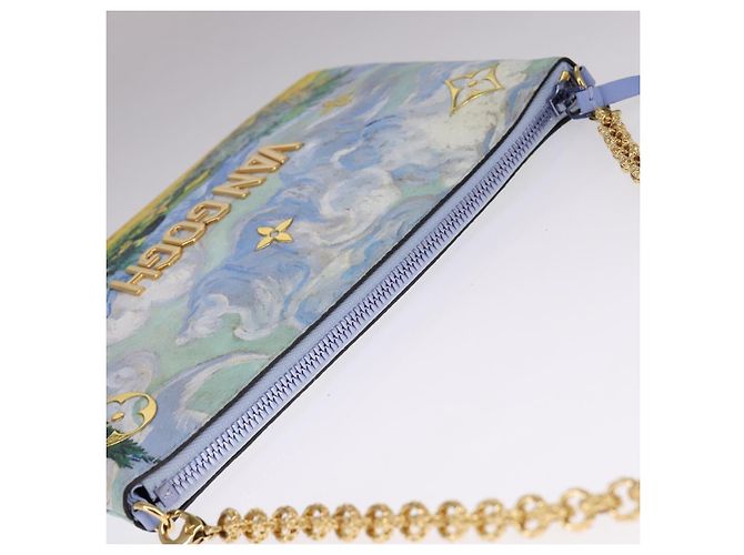 LOUIS VUITTON Masters Collection Pochette Pla Van Gogh Pouch M64620 Auth 108116S Blu - vista 6