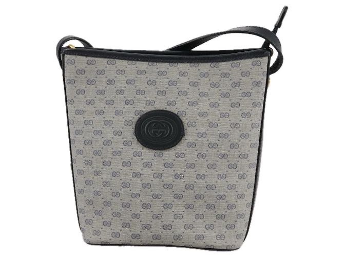 Gucci Borsa a spalla Micro GG Supreme in PVC Navy Gold 007 89 1095 Auth th5584 D'oro Blu navy - vista 13