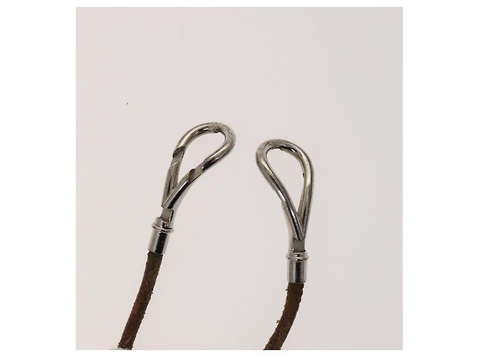 Hermès Colar de Pulseira de Couro HERMES 2Set Bege Auth bs21522 - vista 5