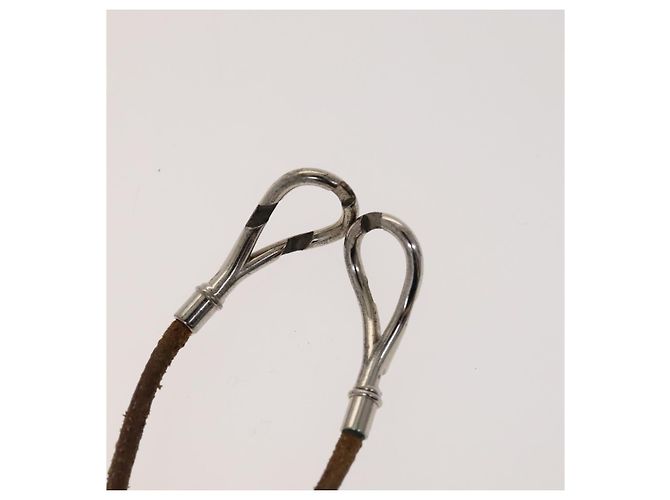 Hermès Colar de Pulseira de Couro HERMES 2Set Bege Auth bs21522 - vista 6