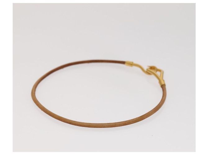 Hermès Colar de Pulseira de Couro HERMES 2Set Bege Auth bs21522 - vista 9