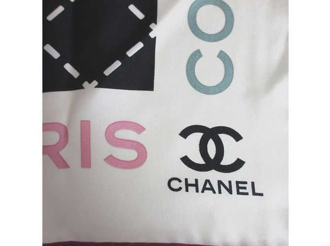Chanel Coco 31 Rue Cambon Bufanda de Seda Negro Rosa - vista 3