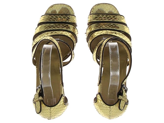 Sandali PRADA T.EU 37 Pelle D'oro - vista 6