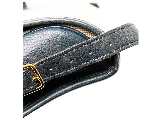 Borsa a tracolla Balle de Golf in tela marrone Hermès Beige Blu navy - vista 10