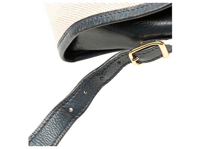 Borsa a tracolla Balle de Golf in tela marrone Hermès Beige Blu navy - vista 11