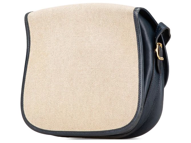 Borsa a tracolla Balle de Golf in tela marrone Hermès Beige Blu navy - vista 2