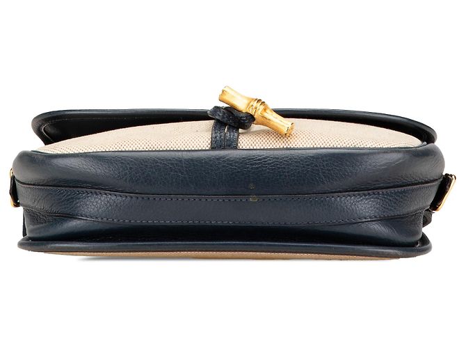 Borsa a tracolla Balle de Golf in tela marrone Hermès Beige Blu navy - vista 3