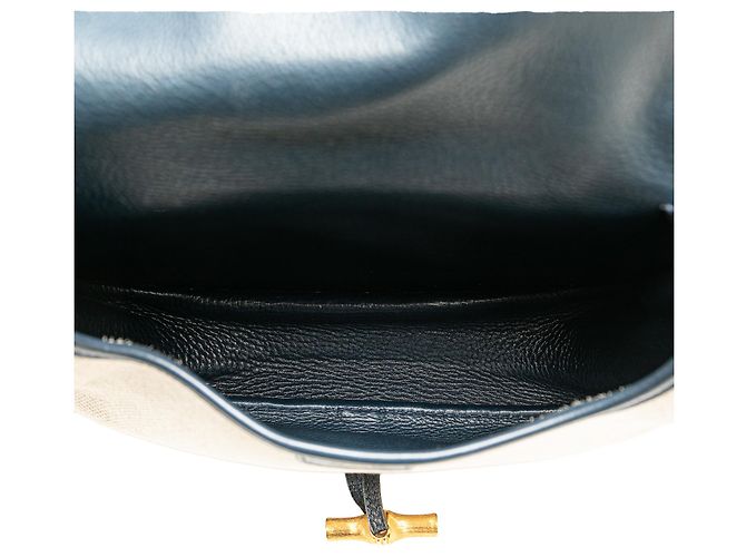Borsa a tracolla Balle de Golf in tela marrone Hermès Beige Blu navy - vista 4
