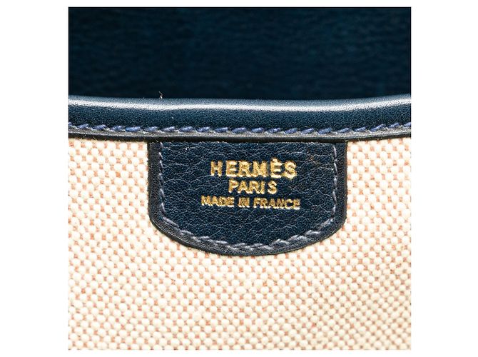 Borsa a tracolla Balle de Golf in tela marrone Hermès Beige Blu navy - vista 5