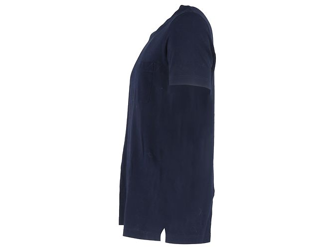 Hermès T-shirt Pocket Hermes in cotone blu navy - vista 2