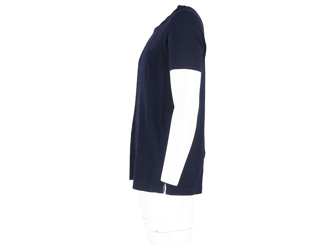 Hermès T-shirt Pocket Hermes in cotone blu navy - vista 5