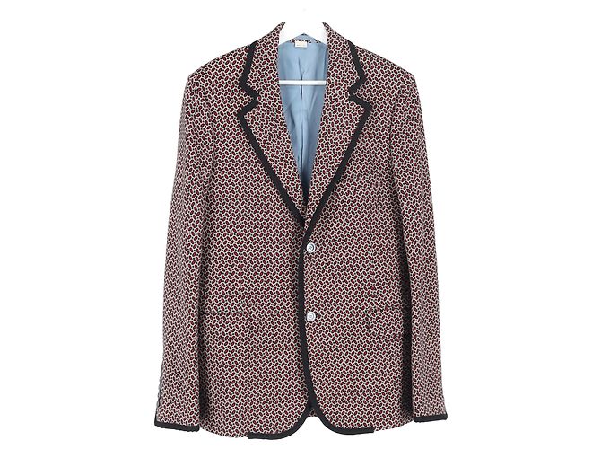 Conjunto de blazer e calça impressos Gucci em lã bordô - vista 10