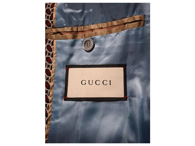Conjunto de blazer e calça impressos Gucci em lã bordô - vista 15