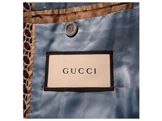 Conjunto de blazer e calça impressos Gucci em lã bordô - vista 6