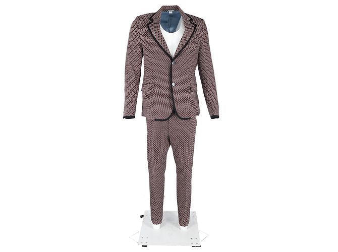 Conjunto de blazer e calça impressos Gucci em lã bordô - vista 7
