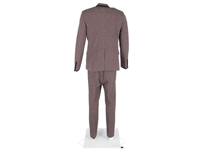Conjunto de blazer e calça impressos Gucci em lã bordô - vista 9