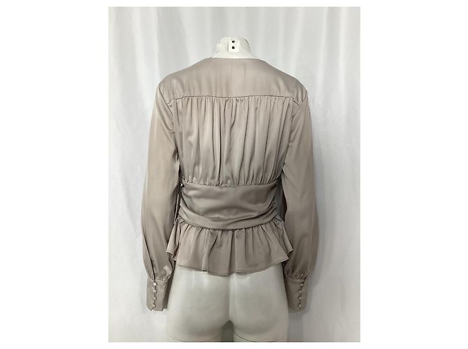 Blouse en satin à ourlet peplum Jason Wu en polyester gris - vue 10